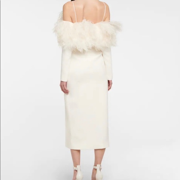 DAVID KOMA FEATHER TOP LONG SLEEVE MIDI DRESS - Picture 4 of 7